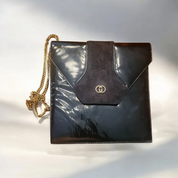 Very Rare Authentic Gucci Black Leather Shoulder Bag - Picture 1 of 9